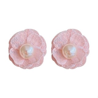 【HOT 本舖】 超仙海邊度假風蕾絲花朵耳環女小眾高階立體感珍珠耳釘小清新耳飾