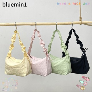 BLUEMIN斜挎單肩包,純色便攜式手袋,休閒大容量軟尼龍通勤包對於女性女孩