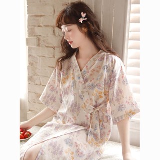 🌈今日金選🌈ins日係睡袍女夏季薄款純棉和服睡衣女士甜美睡裙短袖開衫家居服 SV1O