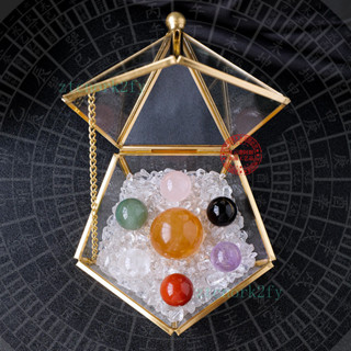 ✨ 天然水晶 工藝品 居家擺件 ✨天然水晶球七星陣擺件白水晶消磁石礦標消磁碗玻璃盒傢居裝飾擺件 TRSST