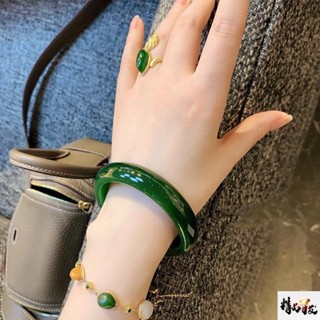 新品現貨正宗俄羅斯碧玉手鐲女款玉鐲天然玉菠菜綠和田玉墨綠祖母綠媽媽20250612