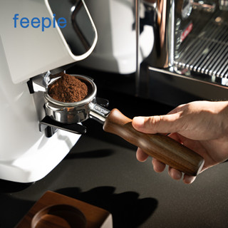 【咖啡器具配件】feepie啡派咖啡無底手柄不鏽鋼胡桃木咖啡機萃取把手粉碗意式配件