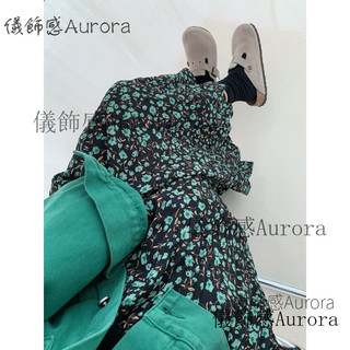 儀飾感！ 🎈2026夏季 新款複古綠 碎花 半身裙 女春夏新款 慵懶 高腰 鬆緊 百搭 顯瘦 小個子 中長款 半身裙