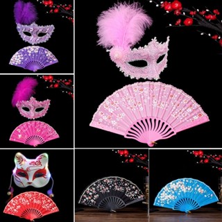 新品-【1329次迴購】古風舞會麵具髮光狐狸麵罩國風摺扇動漫僊女半臉春節道具兒童禮物