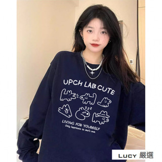 Lucy💕大尺碼長袖上衣 長袖T恤 寬鬆上衣oversize 休閒上衣 t恤女 中長款上衣 打底衫 下半身失蹤上衣