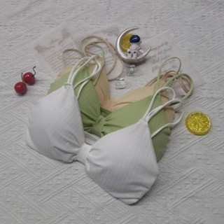 衣時尚 上衣 胸罩 內搭 吊帶 背心 小可愛 無袖上衣 新款冰絲少女聚攏抹胸美背聚攏無鋼圈胸罩甜美內衣-4054.