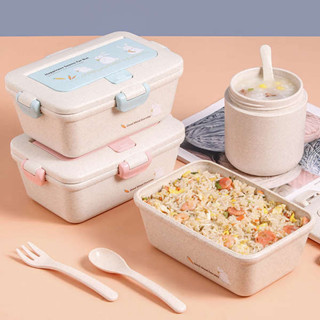 便當盒 韓國便當盒 飯盒便當盒可微波爐加熱便攜小麥秸稈餐盒學生上班族