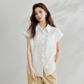 悅悅家YY 熱賣 新6月直髮 爆款短袖襯衫夏季2025法式上衣新款寬鬆設計透氣舒適白色襯衫