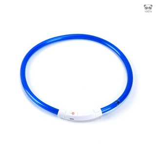 寵物發光項圈 PVC寵物項圈USB充電狗狗夜光圈LED安全遛狗脖套 內建電池 M（35cm）藍色
