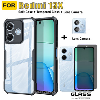 適用於 Redmi 13X 防震手機殼 Redmi 13 14C Redmi A5 A3 隱私鋼化玻璃螢幕保護膜