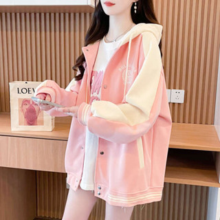 絨毛外套 鴨絨外套 北極絨外套 大尺碼女裝2025年新款小外套大學T女春秋薄款棒球服外套爆款胖mm上衣潮