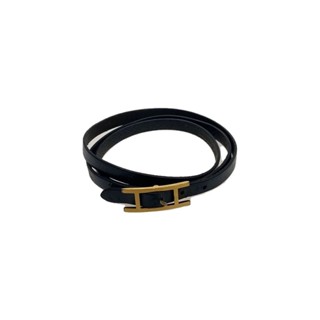 Hermes 愛馬仕 API 愛美斯手鍊雙色皮革黑色 日本直送 二手