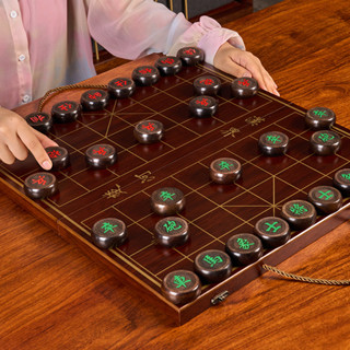 象棋中國象棋兒童實木帶木質棋盤成人大號便攜式棋子金絲楠木黑檀