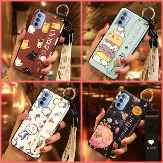 MOTO G31/G41 4G 防震時尚設計可愛後蓋軟殼卡通腕帶手機支架防震防汙保護環支架防塵手機殼