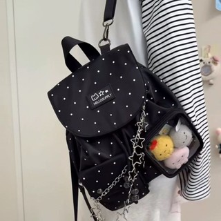 🚚台灣出貨🛍️ 25年新款韓國小眾波點星星後背包 揹包 韓版水桶書包 雙肩背痛包 通勤 雙肩包 筆電背包 雙肩書包