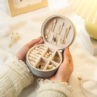 WF* 輕奢絨布首飾盒 高階小型精緻便攜項鍊戒指耳釘 珠寶飾品盒