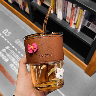 隨行杯 冷水壺 水杯2025新款女玻璃杯耐高溫高顏值吸管杯夏天隨行咖啡杯小巧便攜