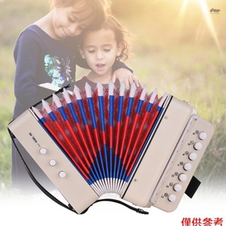 全新迷你 10 按鈕兒童手風琴玩具支援低音和絃 14 音符帶清潔布兒童教育樂器