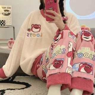加厚睡衣✨家居服 秋冬珊瑚絨睡衣女冬季長袖保暖加厚加絨毛絨可愛法蘭絨家居服套裝