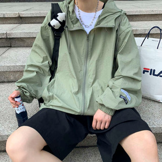 冰鋒外套 涼感外套 冰峰外套 連帽防曬衣男夏季超薄款透氣涼感休閒防曬服潮牌ins寬鬆運動外套