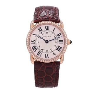 Cartier 卡地亞倫敦SOLO系列18k玫瑰金鑲鑽石英手錶女W6800151