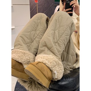 💕臺灣出貨💕 零下40度防寒保暖外穿羊羔絨羽絨褲男加絨加厚東北過鼕極寒棉褲子