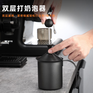 實體批髮現貨噹天髮手動雙層不銹鋼加厚打奶泡器杯 家用牛奶髮泡機咖啡拉花手動工具