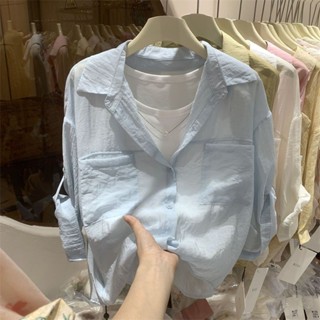 【奇奇樂百貨店】女裝-潮流館假兩件T恤白襯衫女2025年夏季新款體恤衫短袖襯衣防曬衣疊穿上衣