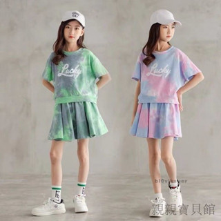 🌟派派🌟大童套裝 兒童套裝 女童夏季套裝 大童 夏小洋裝 夏季 新款小女孩短袖 短褲裙 兩件 套 兒童節禮物