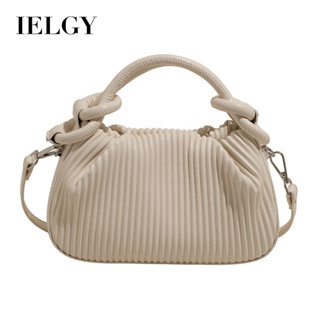 IELGY 百搭褶皺條紋手提水桶包 夏季簡約單肩
