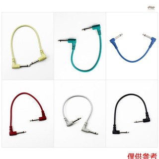 全新彩色吉他效果踏板電纜樂器音訊引線跳線 21 釐米長 1/4 英寸直角 TS 插頭 6 件/包