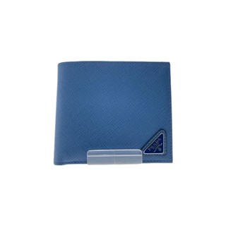 PRADA 普拉達折疊錢包雙折皮夾皮革 BLU 男士 2MO738 日本直送 二手