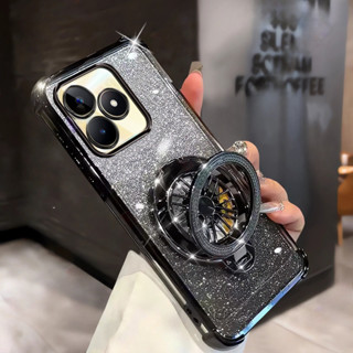 Realme C51 RMX3830 Realme Note 50 RMX3834 旋轉陀螺設計支架手機殼創意豪華電鍍閃