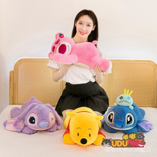 卡通 史迪奇毛絨玩具 可愛維尼熊抱枕 多功能 辦公抱枕毯子 女生抱陪睡玩偶 趴趴草莓熊公仔 朋友禮物