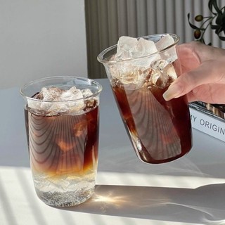 杯子 玻璃杯 飲品杯 ins高顏值咖啡店u型翻口杯高硼矽玻璃杯超薄美式咖啡杯冷飲杯簡約 安木與島