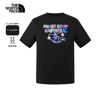 The North Face北面男女款黑色吸濕排汗趣味印花短袖T恤｜8GZ1JK3 排汗衫