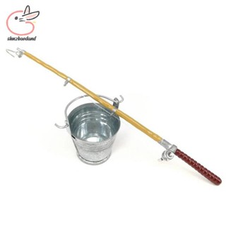 GRDOG 2 件/套 1:12 娃娃屋微型金屬釣魚竿模型 + 水桶 th
