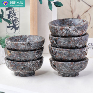 ✨ 天然水晶 工藝品 居家擺件 ✨天然水晶火燄石小碗擺件礦石原石打磨消磁碗傢居辦公桌擺件 TRSST