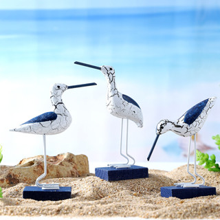創意地中海裂紋海鳥模型海洋風格木質海鷗擺件家居電視櫃擺臺裝飾