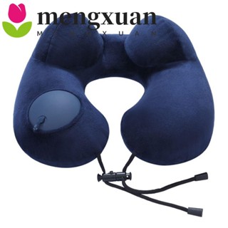 MENGXUAN充氣旅行枕頭,U形軟按下給枕頭充氣,方便手壓可折疊節省空間頸部支撐墊戶外旅行