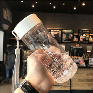 咖啡隨行杯 雙層玻璃杯 韓版簡約塑膠水杯男女學生便攜防漏運動情侶創意清新透明隨手杯子