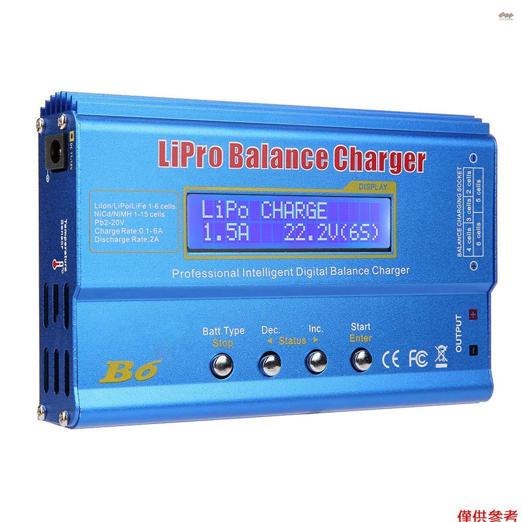 全新 80W 6A LiPo 電池平衡充電器放電器,適用於 LiPo、Li-ion、Li-Fe,LiHV 電池 (1-6