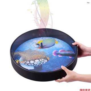 全新 16 英寸海洋鼓木製手持海浪鼓打擊樂器溫和海聲音樂玩具兒童禮物