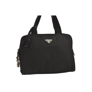 正品日本發貨 PRADA 復古 尼龍皮革 肩揹包 手提包 黑色 7015M