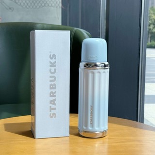 Starbucks官方正品！星巴克杯子2024夏日海邊480ml藍白漸變復古不銹鋼保溫杯咖啡杯果汁珍奶茶奶昔茶水杯