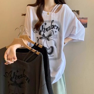 【JS】胖mm法式亮片短袖T恤大碼女裝夏季顯瘦中長款寬鬆遮***上衣300斤