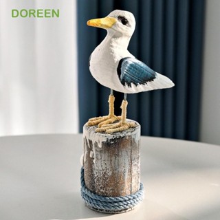 DOREEN 木製海鷗工藝復古手工海鳥擺件耐用地中海風格海邊主題海鷗模型家居裝飾