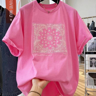 《現貨下單》美式復古新款夏季印花短袖t恤女300斤大尺碼寬鬆百搭顯瘦打底衫上衣
