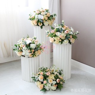 婚禮佈置路引花球花柱羅馬圓柱套裝甜品臺擺件商場櫥窗擺香檳絹花【春風花藝花房】