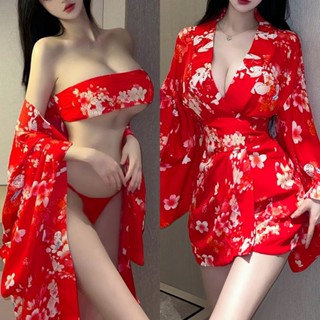 ✨紅色櫻花和服扮演純欲睡袍激情溼身極度套裝睡衣25.05.27